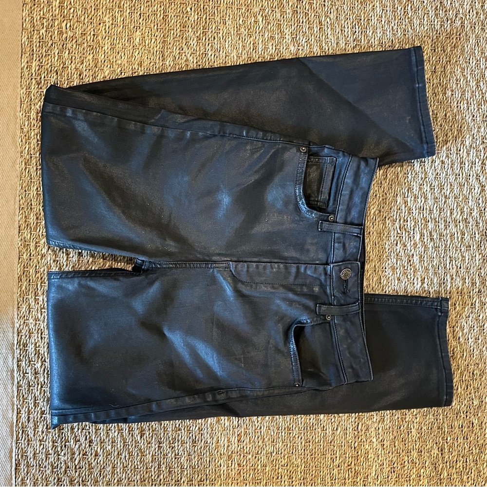 ASOS - Women’s Black Coated ‘Leather’ Straight Leg High Rise Jeans